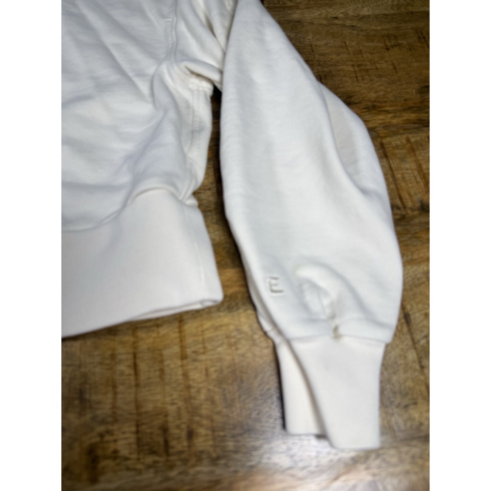 Everlane Womens M White Organic Cotton Mock Neck Cropped Sweatshirt Pullover - Picture 3 of 9